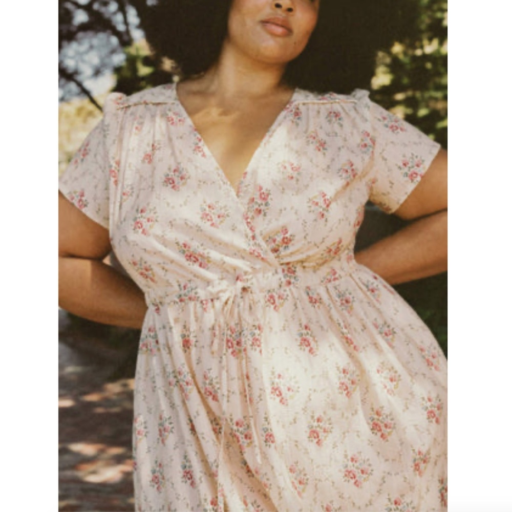 Christy Dawn - Dawn Dress Short Sleeve V Neck Adjustable Midi Cotton Floral - 3X